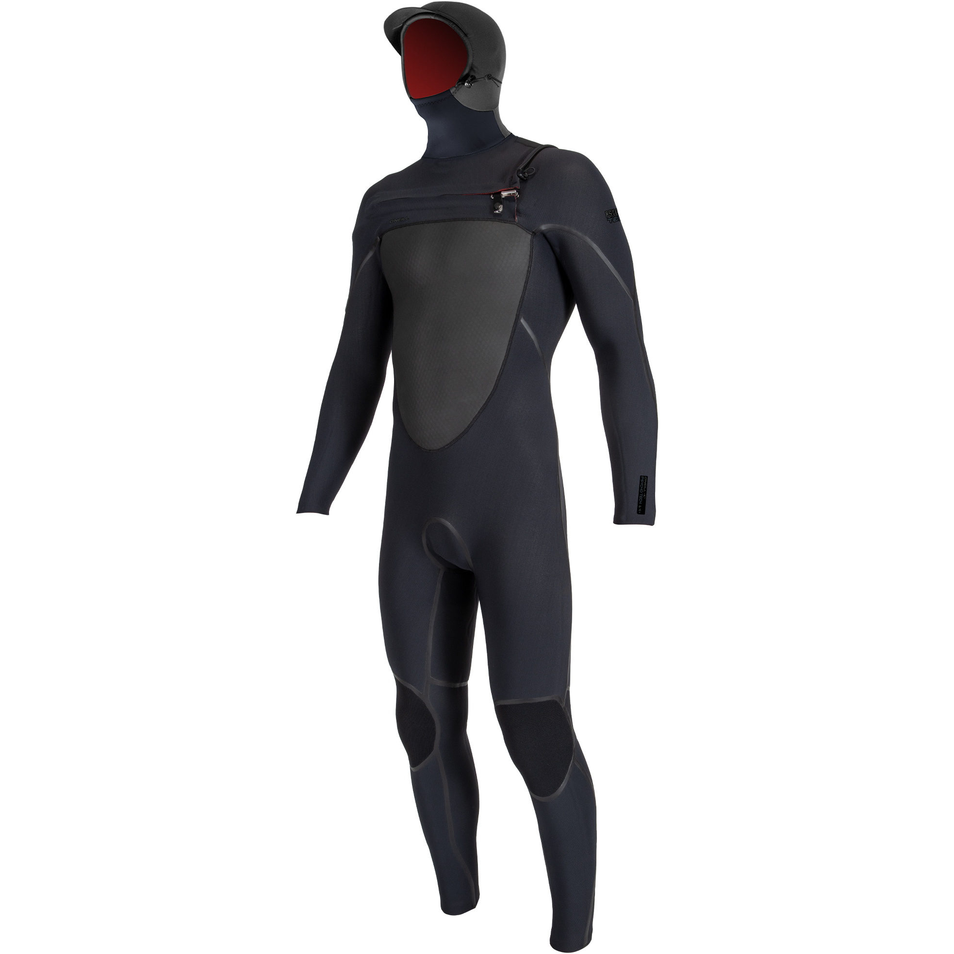 2025 O'Neill Da Uomo Psycho Tech 6/4mm Chest Zip Con Cappuccio Muta 5545 - Black